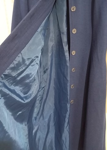 Düğmeli Lacivert Kadın Uzun Kaban - Görsel 5