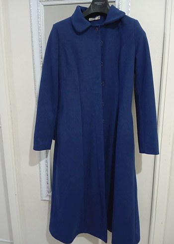 Düğmeli Lacivert Kadın Uzun Kaban - Görsel 2