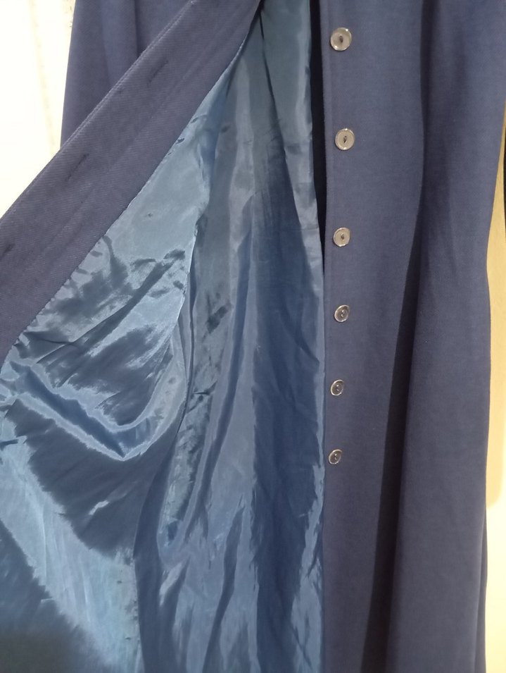 Düğmeli Lacivert Kadın Uzun Kaban - Görsel 5