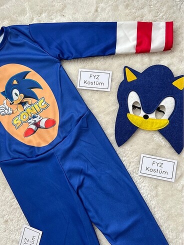 4 Yaş Beden mavi Renk Sonic Kostümü
