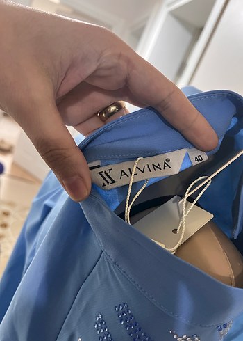 Mavi Uzun Kadın Tunik İş Ofis - Görsel 5