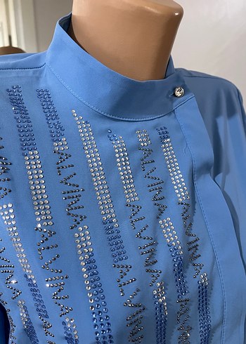 Mavi Uzun Kadın Tunik İş Ofis - Görsel 3