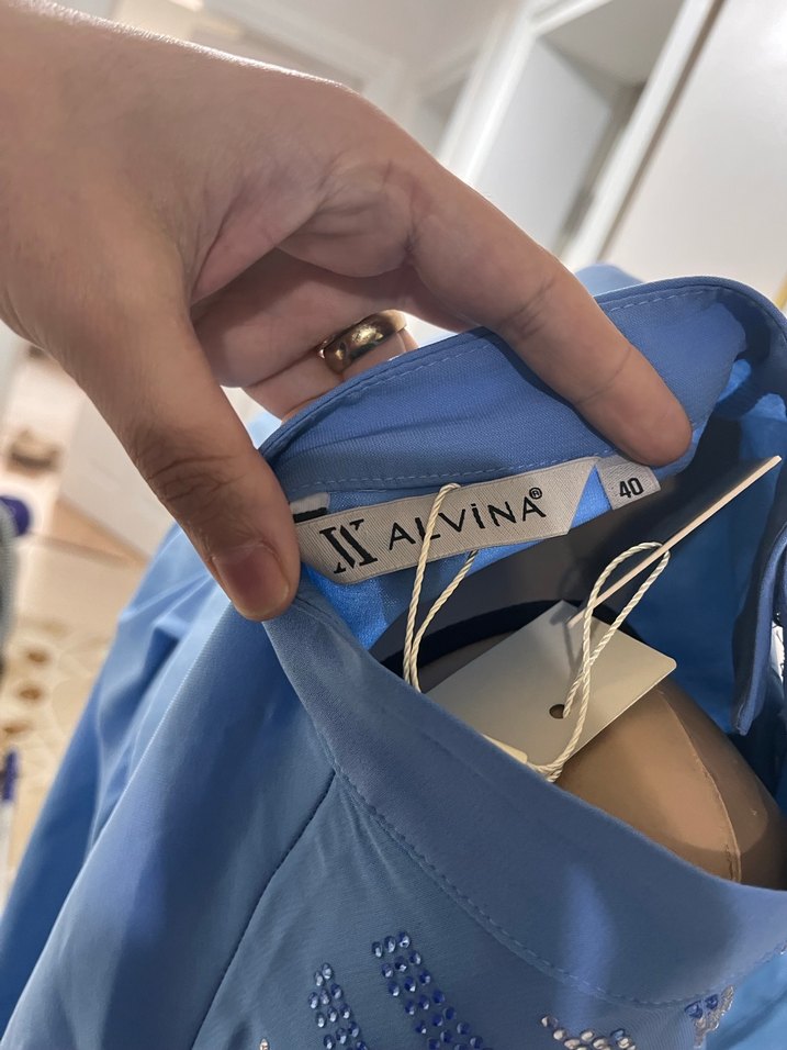 Mavi Uzun Kadın Tunik İş Ofis - Görsel 5