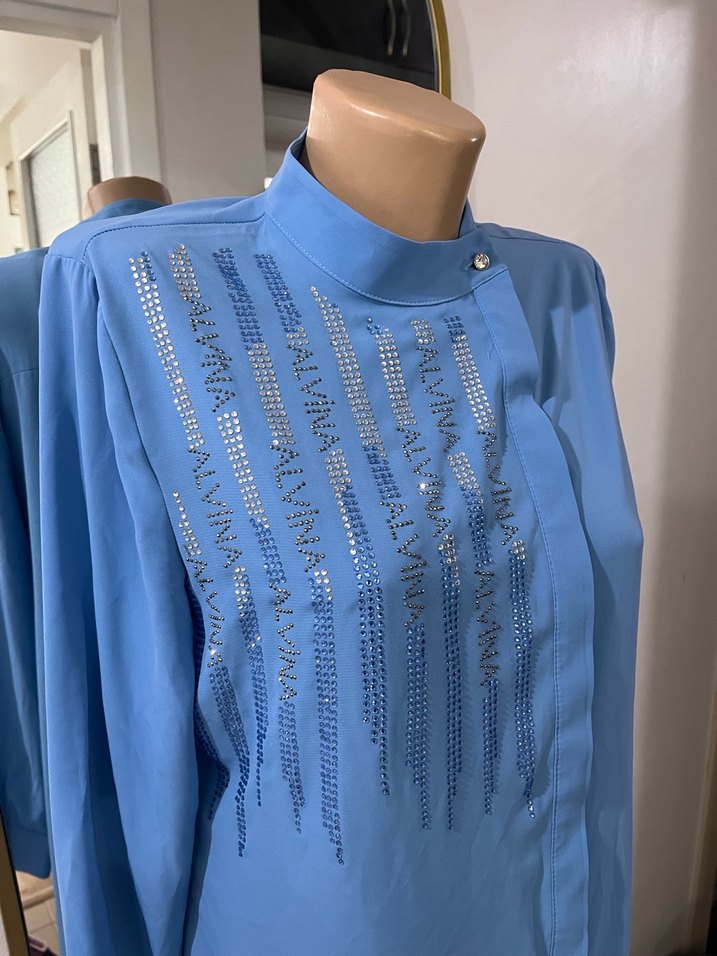 Mavi Uzun Kadın Tunik İş Ofis - Görsel 2