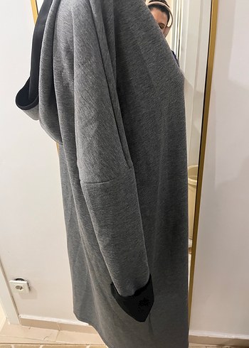 Gri Uzun Fermuarlı Kadın Kaban - Görsel 3