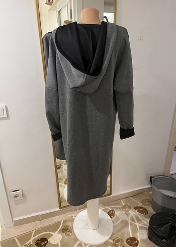 Gri Uzun Fermuarlı Kadın Kaban - Görsel 2