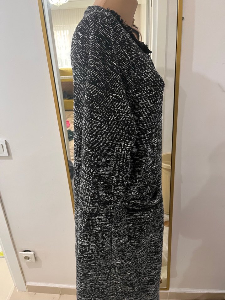 Gri Uzun Örme Kadın Elbise - Görsel 4