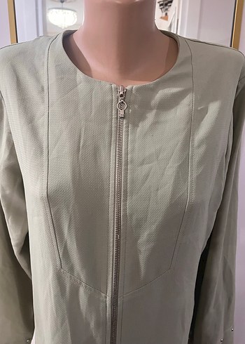 Kadın Haki Keten Uzun Kollu Elbise - Görsel 3