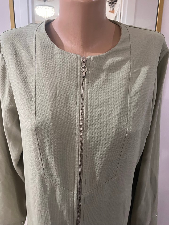 Kadın Haki Keten Uzun Kollu Elbise - Görsel 3