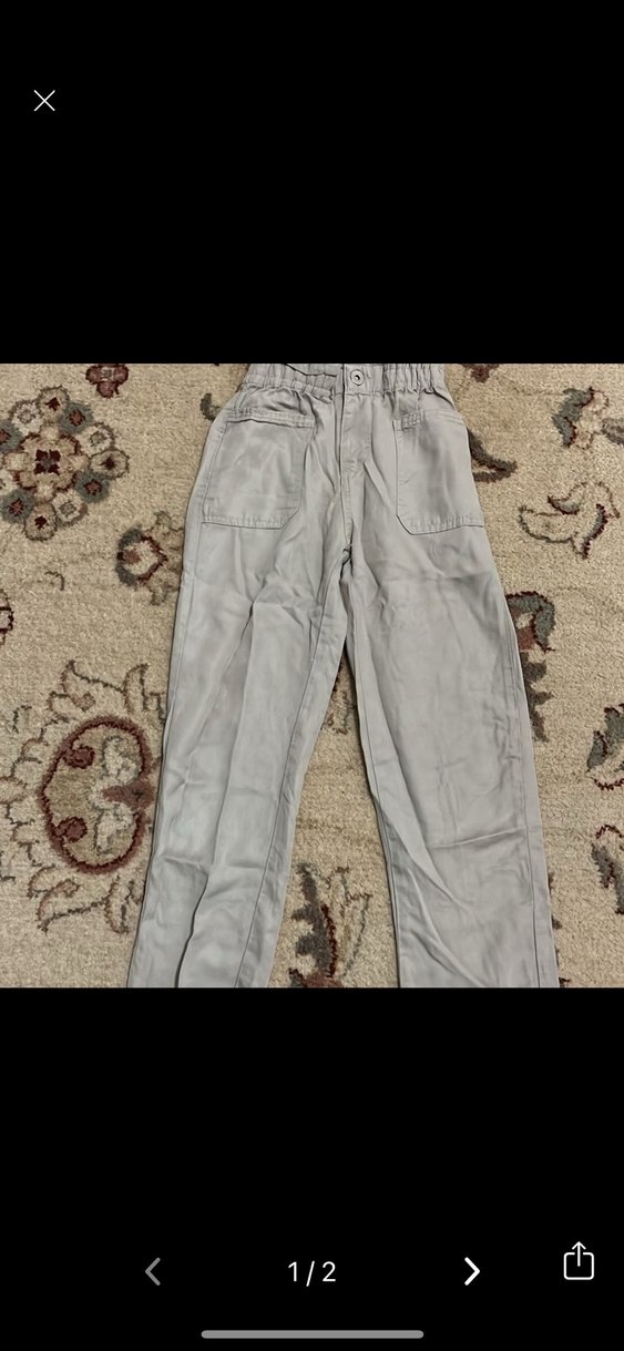 Gri Keten Salaş Kız Pantolon - Görsel 3