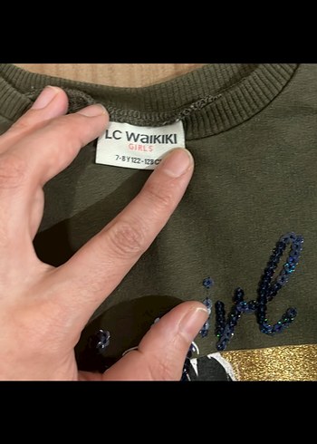 Kız Çocuk Uzun Kollu Baskılı Haki Tişört - Görsel 2