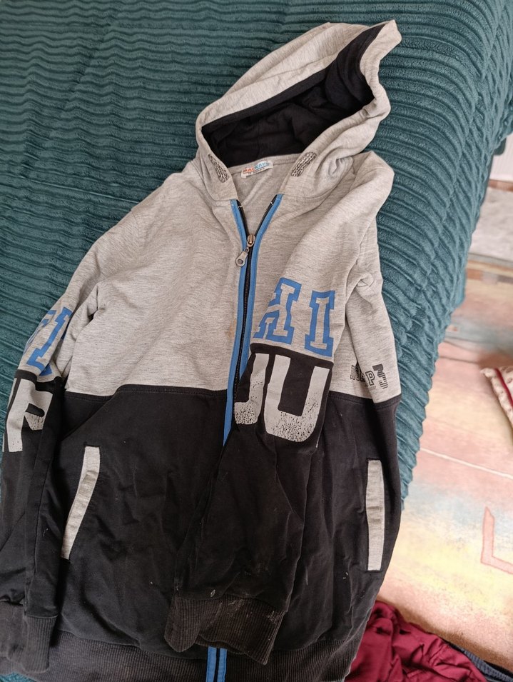 Gri Fermuarlı Kapüşonlu Erkek Sweatshirt - Görsel 2