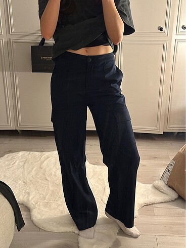 Kargo dokulu kumaş pantalon