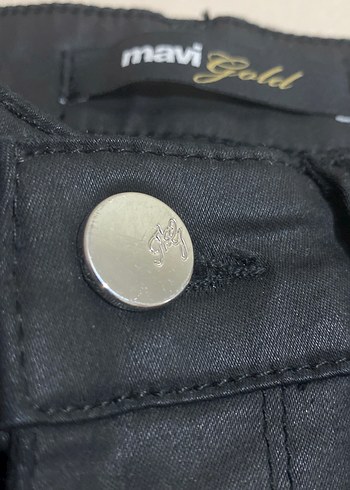 Düğmeli Siyah Deri mumlu Kadın Jean 24/27 - Görsel 2