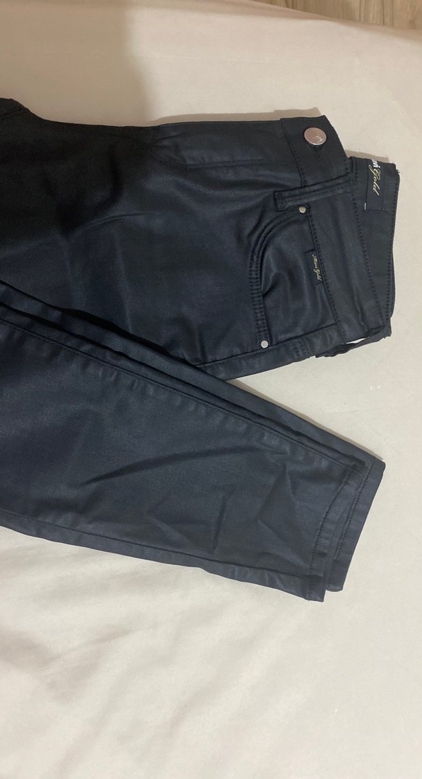 Düğmeli Siyah Deri mumlu Kadın Jean 24/27 - Görsel 3