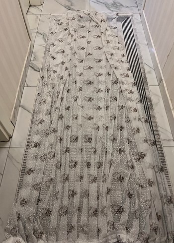 Bohem İşlemeli Beyaz Gri Tül Perde - Görsel 2