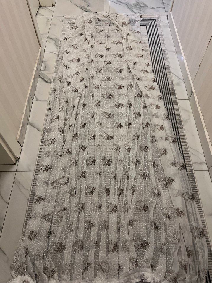 Bohem İşlemeli Beyaz Gri Tül Perde - Görsel 2