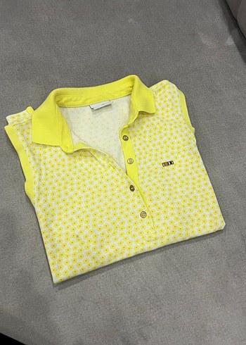 U.S Polo Assn. Sarı Desenli Düğmeli Kolsuz Kadın Yelek