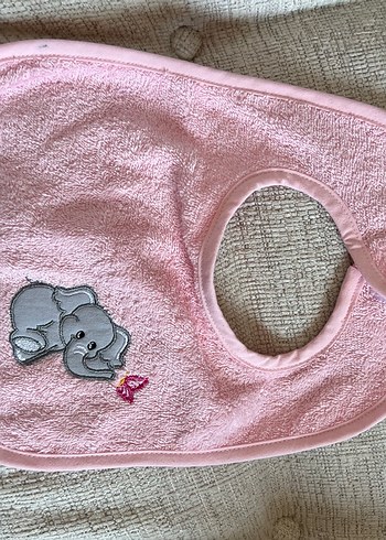 Nakışlı Turkuaz Bebek Önlüğü/pembe fil nakışlı önlük - Görsel 2
