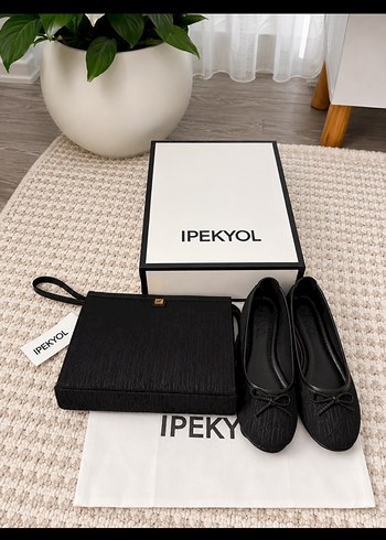 ipekyol Siyah Minimal Babet Canta Seti