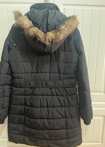 Kemerli Siyah Midi Kadın Mont - Görsel 4