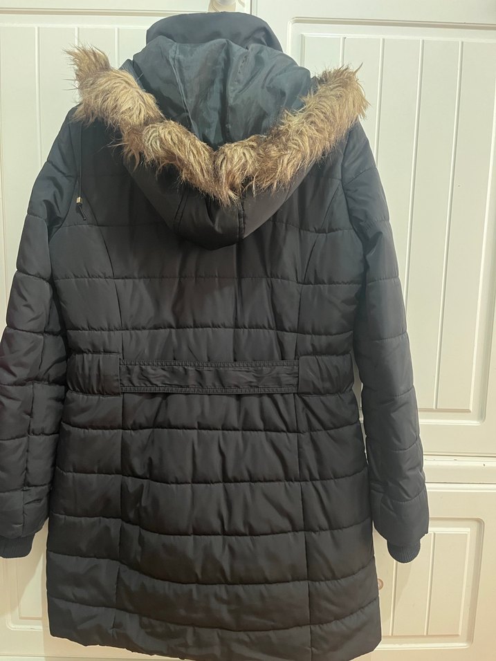 Kemerli Siyah Midi Kadın Mont - Görsel 4