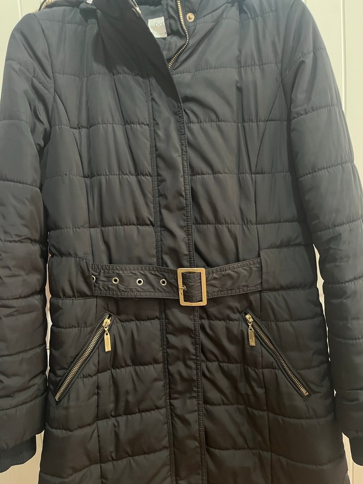 Kemerli Siyah Midi Kadın Mont - Görsel 2