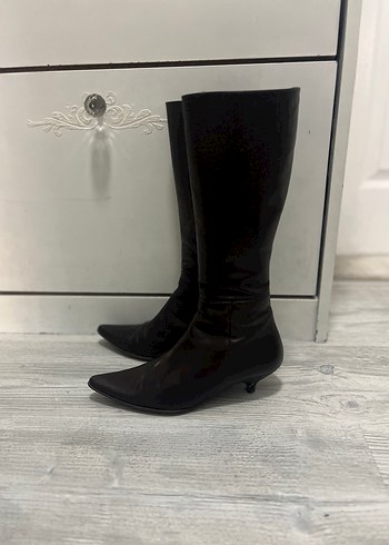 Kahverengi deri çizme - Görsel 2