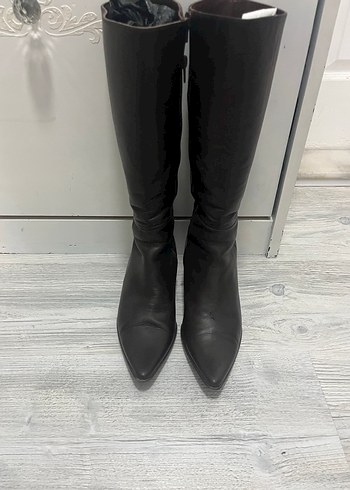 Kahverengi deri çizme - Görsel 5