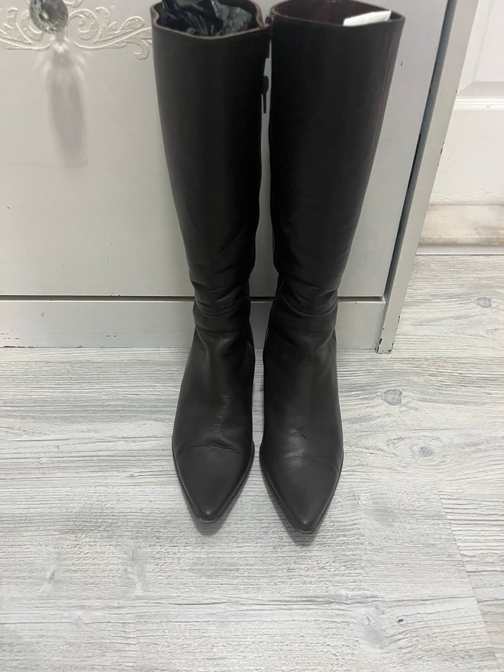 Kahverengi deri çizme - Görsel 5