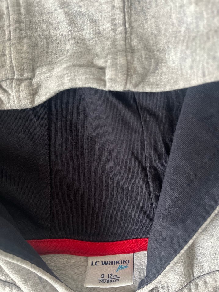 Kapüşonlu Erkek Çocuk Gri Fermuarlı Sweatshirt - Görsel 3