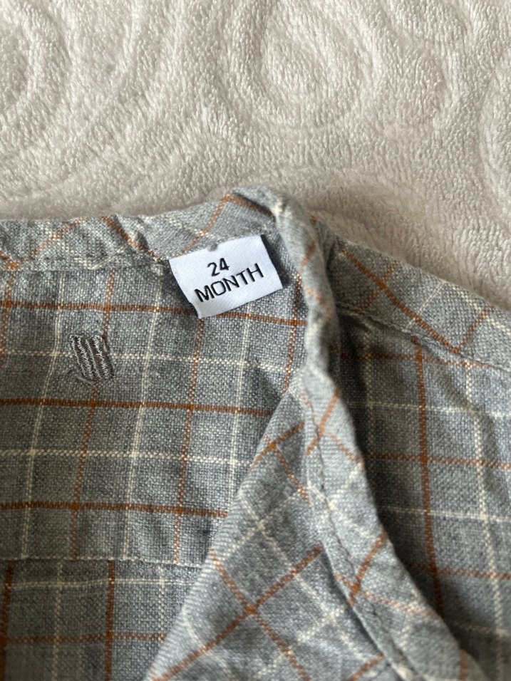 Uzun Kollu Gri Ekoseli Gömlek ve Kahverengi Pantolon Takım - Görsel 4