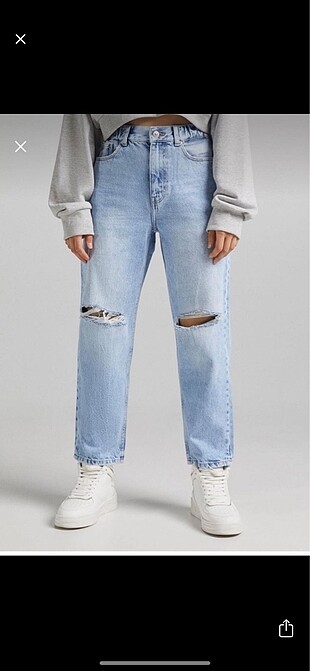 bershka straight cropped jean