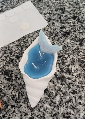 Beden Mavi Deniz Kabuğu ve Denizkızı Kuyruğu Mum