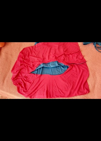 Drapeli Mini Mavi Plaj Elbisesi gecelik - Görsel 5