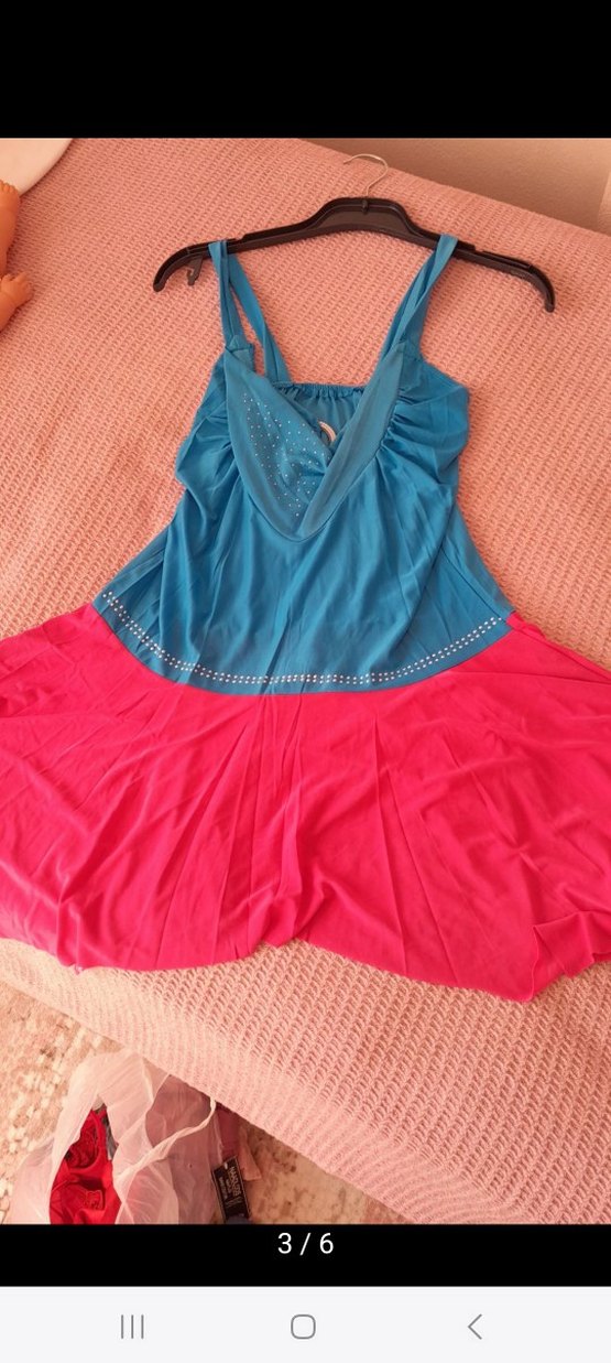 Drapeli Mini Mavi Plaj Elbisesi gecelik - Görsel 3