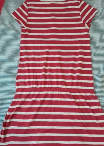 Kısa Kollu Çizgili Midi Triko Elbise - Görsel 2