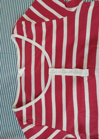 Kısa Kollu Çizgili Midi Triko Elbise - Görsel 3