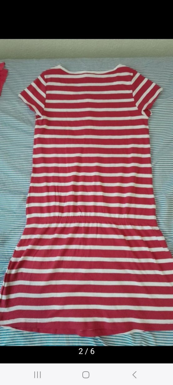 Kısa Kollu Çizgili Midi Triko Elbise - Görsel 2