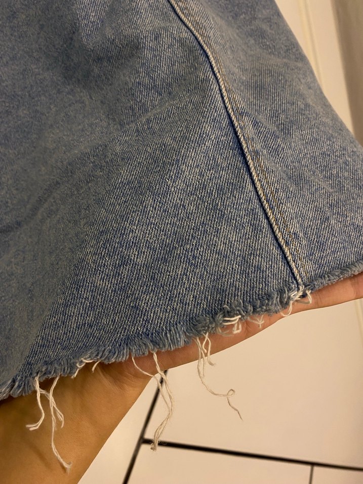 Kadın Mavi Denim Askılı Midi Tulum - Görsel 5