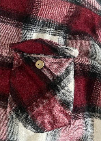 Kapüşonlu Bordo crop Kareli Gömlek - Görsel 6