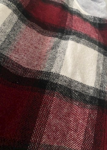 Kapüşonlu Bordo crop Kareli Gömlek - Görsel 4