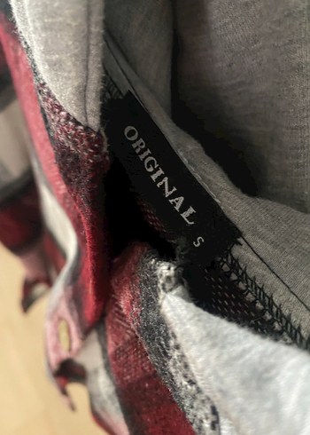 Kapüşonlu Bordo crop Kareli Gömlek - Görsel 5