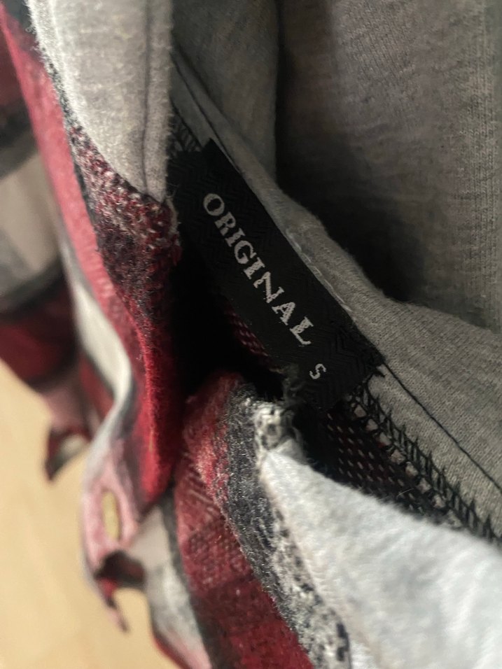 Kapüşonlu Bordo crop Kareli Gömlek - Görsel 5