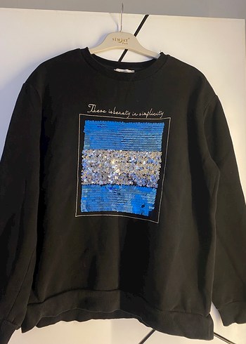 Mavi Baskılı Kadın Sweatshirt - Görsel 2