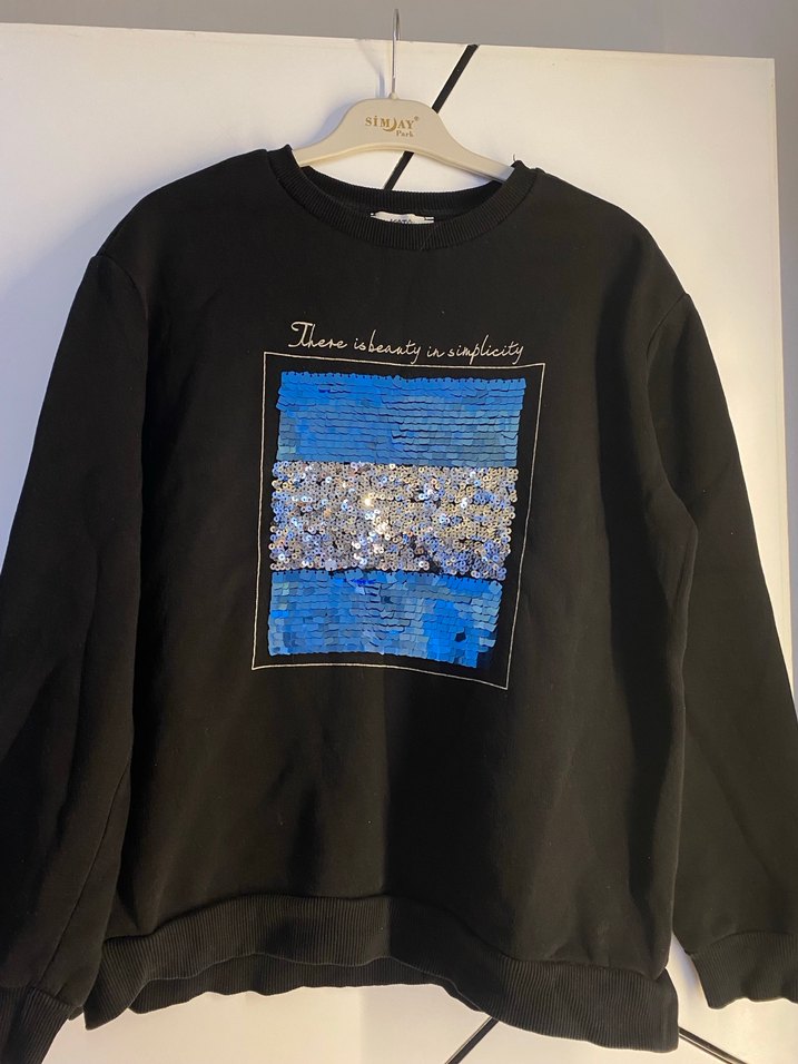 Mavi Baskılı Kadın Sweatshirt - Görsel 2