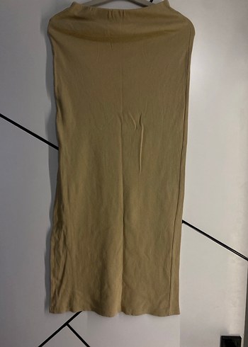 Bej yırtmaçlı uzun etek - Görsel 2