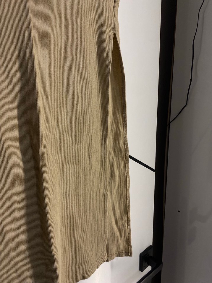 Bej yırtmaçlı uzun etek - Görsel 3