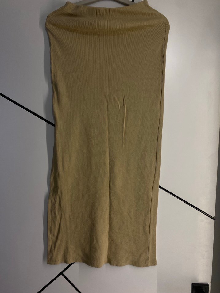 Bej yırtmaçlı uzun etek - Görsel 2