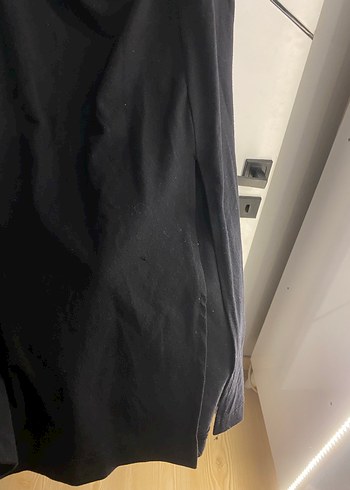 Kısa Kollu Siyah Drapeli Uzun Elbise - Görsel 4